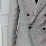 Unconstructed Plaid Wool Linen Jacket