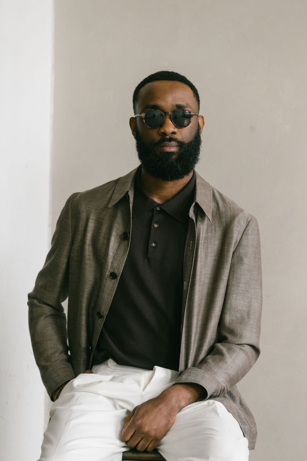 Brown Herringbone Shirt Jacket – Cavaliere