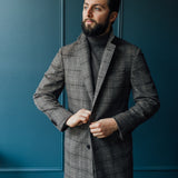 Brown Plaid Cashmere Wool Overcoat