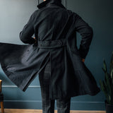 Charcoal Grey Wool Raglan Polo Coat