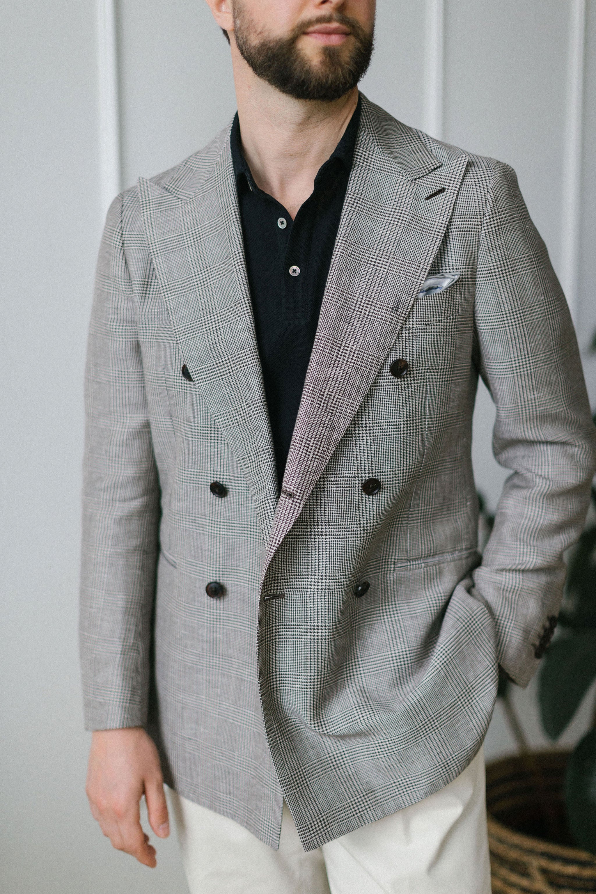 Unconstructed Plaid Wool Linen Jacket – Cavaliere