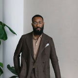 Brown Linen Double Breasted Suit
