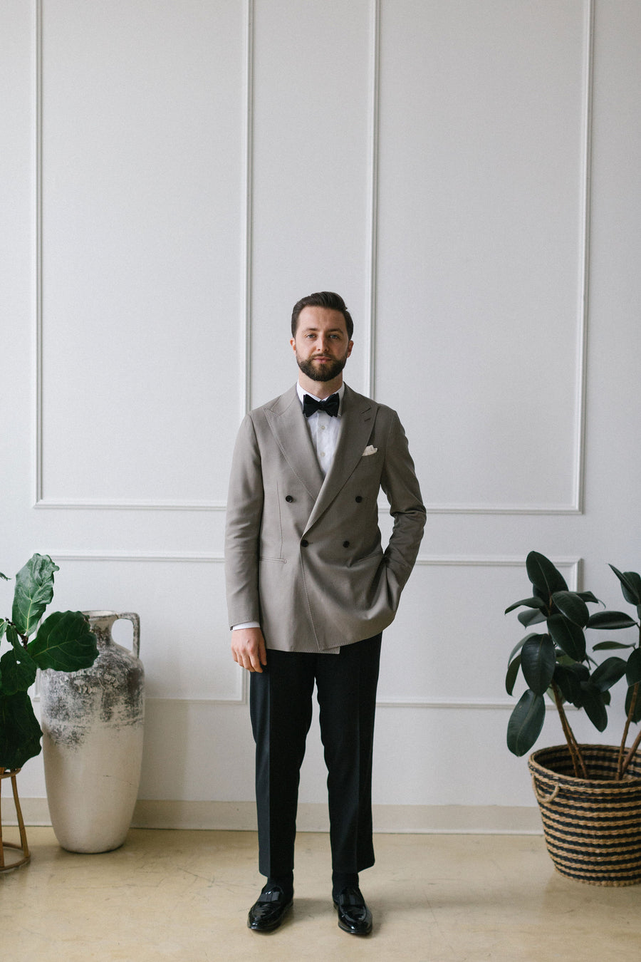 Beige Double Breasted Dinner Jacket