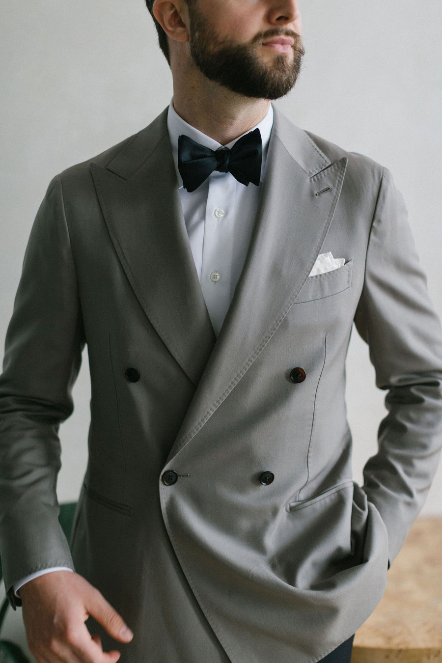 Beige Double Breasted Dinner Jacket