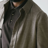 Brown Herringbone Shirt Jacket