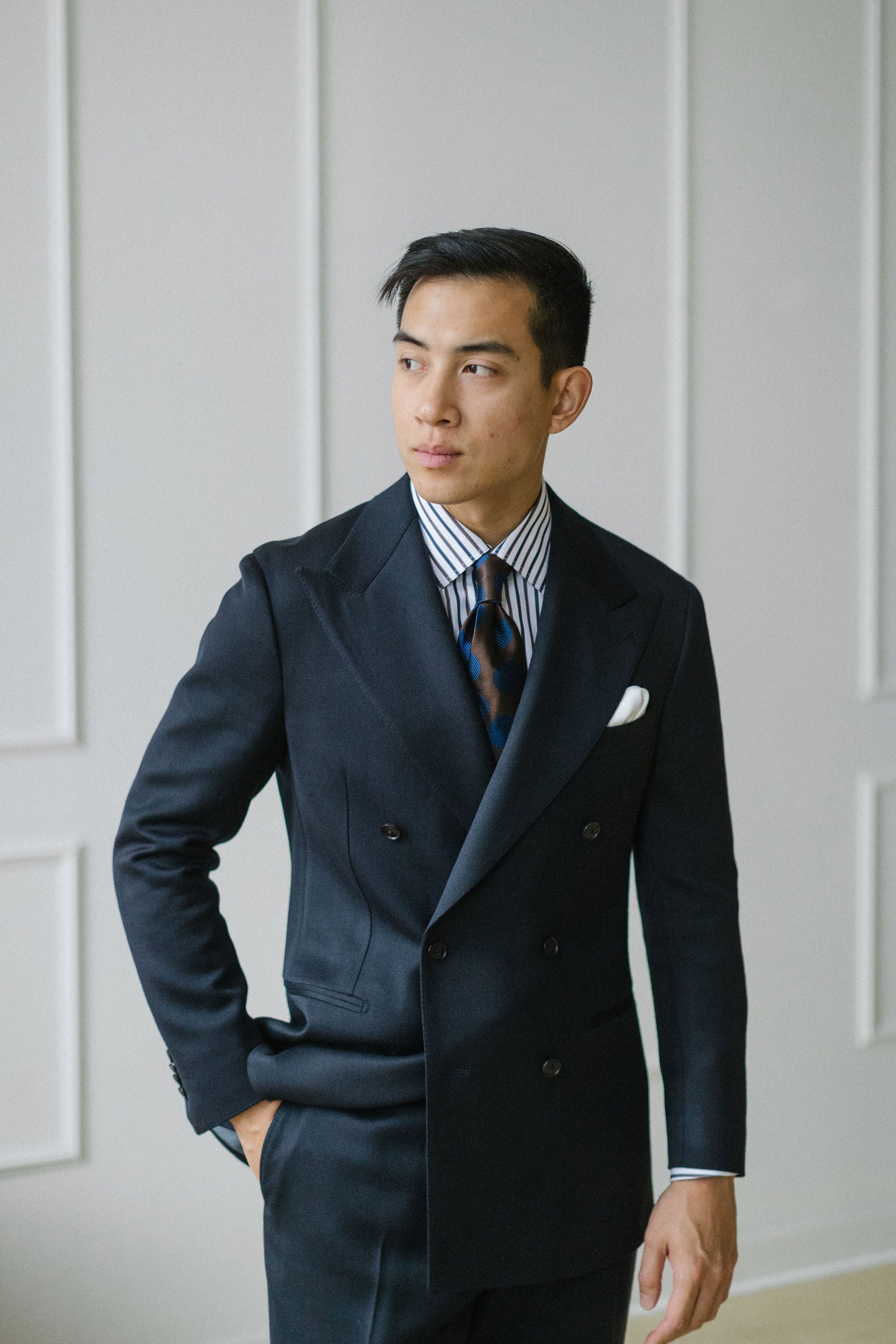Navy Double Breasted Cavalry Twill Suit