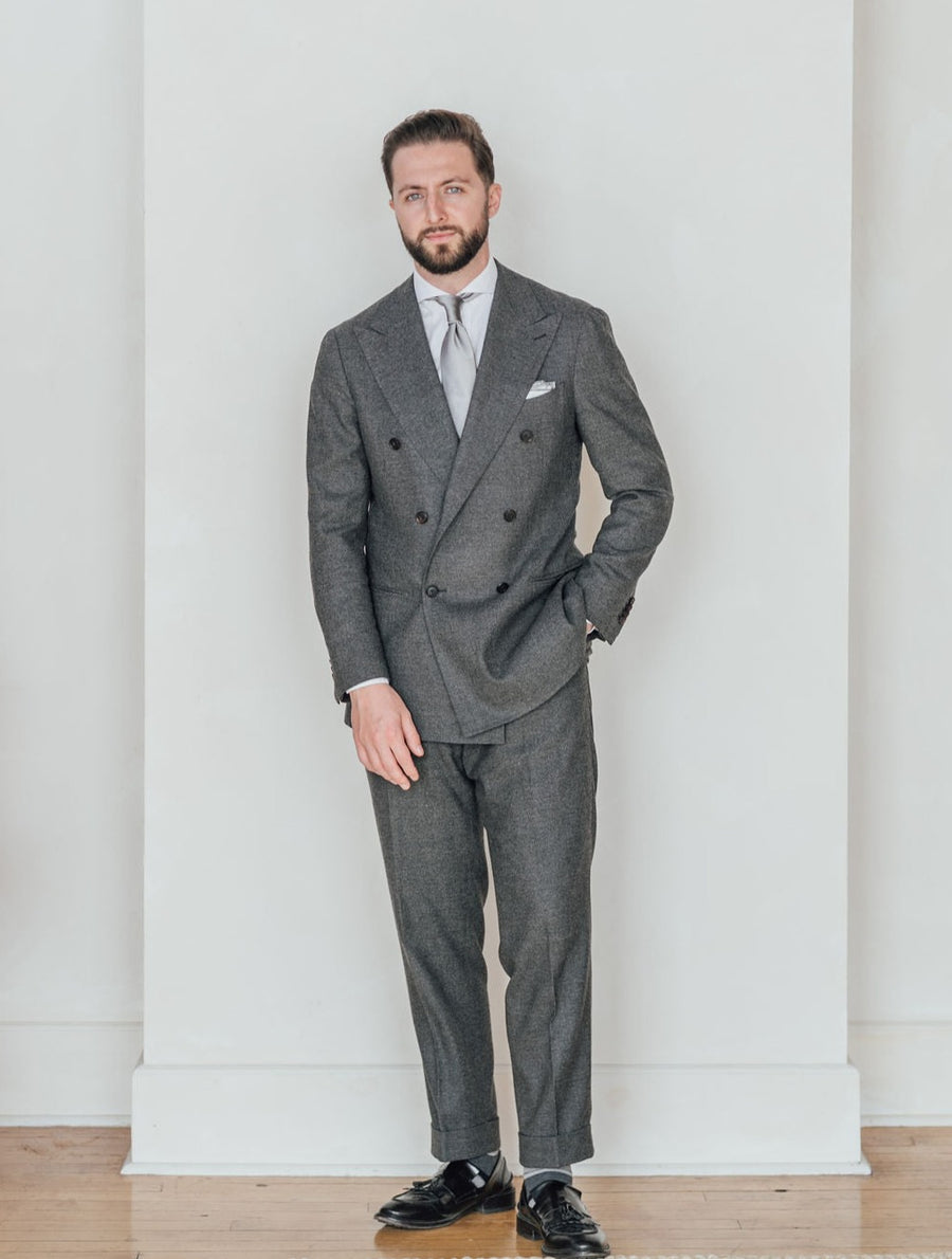 Grey Double Breasted Flannel Suit