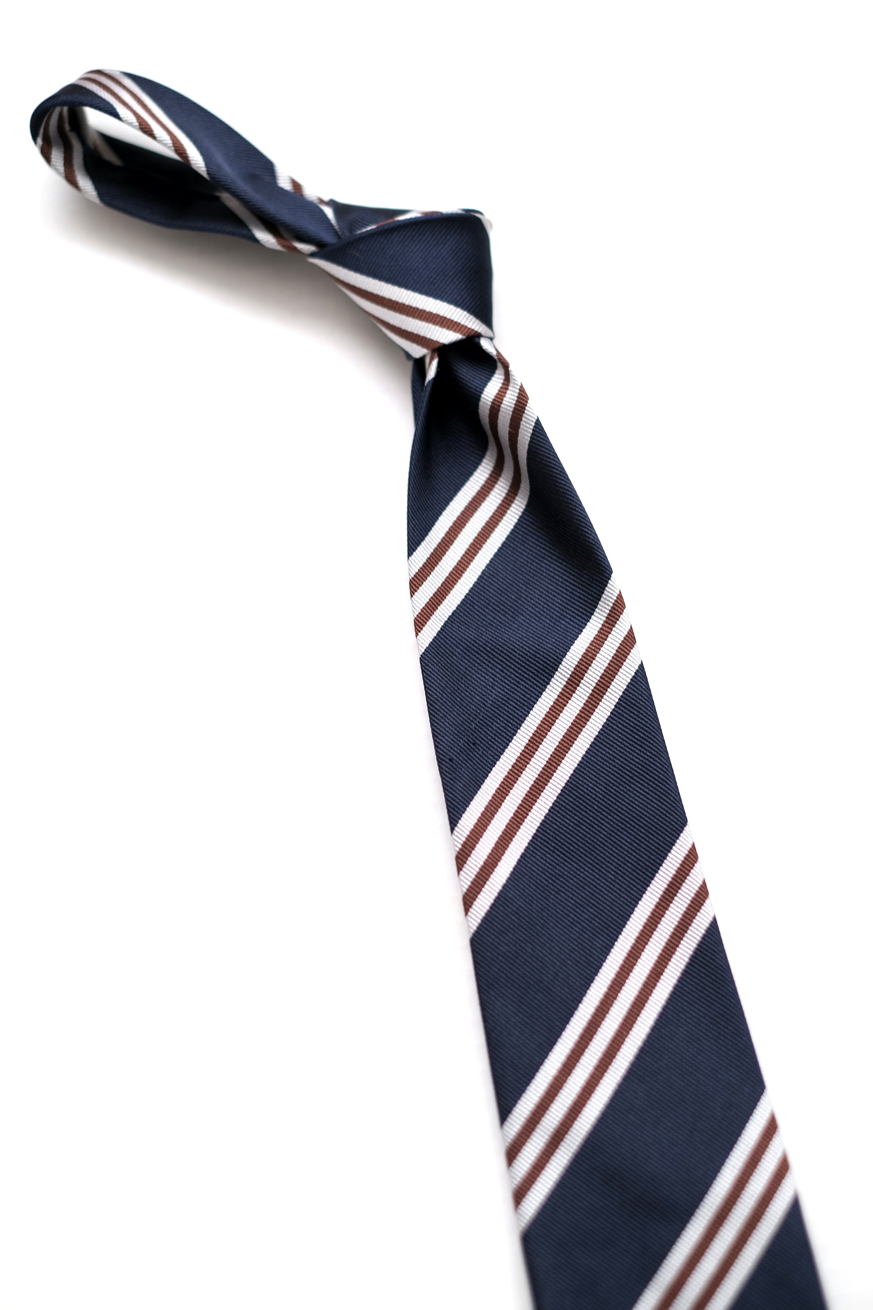 3-Fold Tie Navy – Striped Mr. Cavaliere